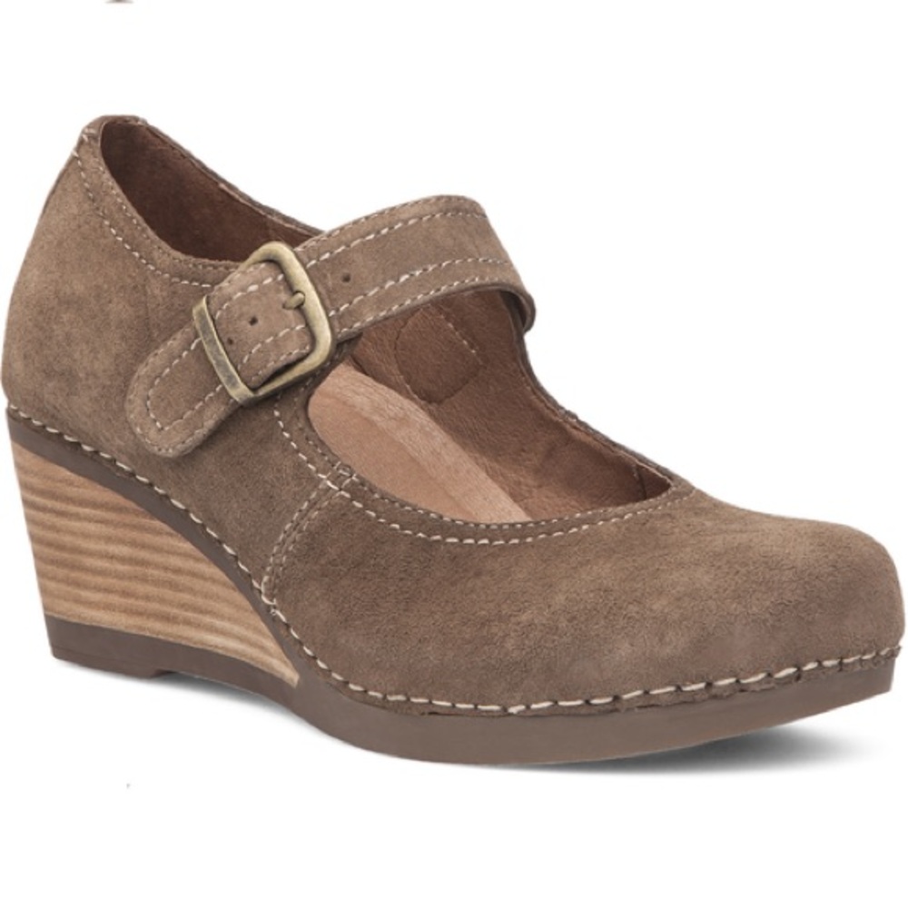Dansko Brown Suede Mary Jane Wedge Clog